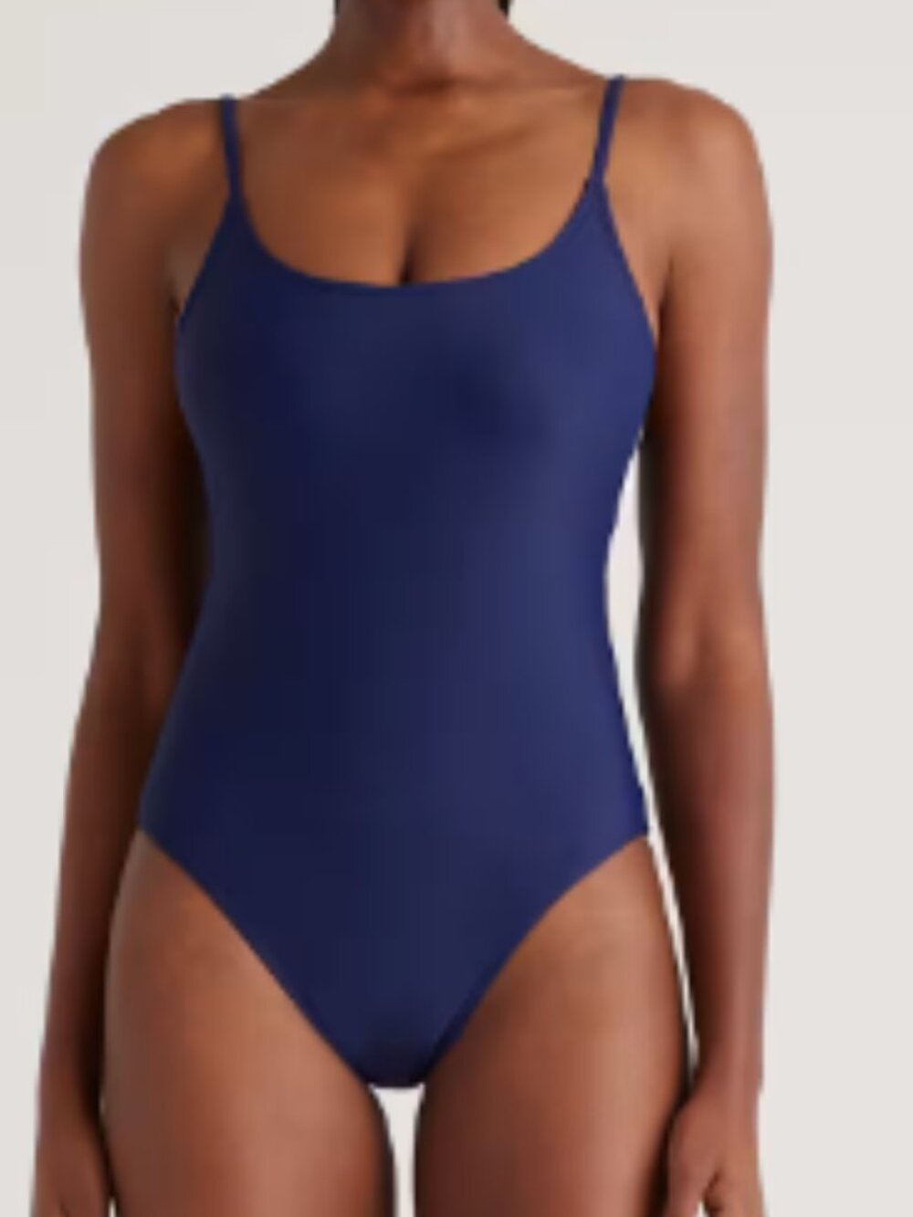 NEW Quince Italian Cami One-Piece Swimsuit Size M Deep Navy Removeable Pads